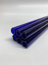 8 Long 6 Piece Premium Borocilicate Color Blue Glass 12mm OD 8mm ID 2mm Thick