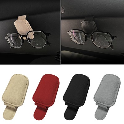 Ompell Magnetic Suede Leather Sunglass Holder, Eyeglass Hanging Clip for Car Sun Visor, Car Accessories (Gray, 1 Pack
