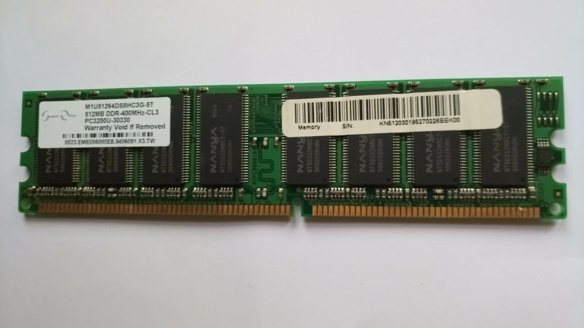 Barrette Mémoire RAM DDR1 512 Mo 400MHz (PC3200) – Seitec, Occasion