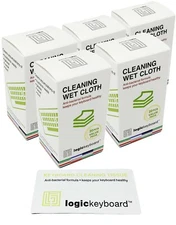 LogicKeyboard Disposable Pre-moistened Keyboard Cleaning Cloth Wipes - 5 pack