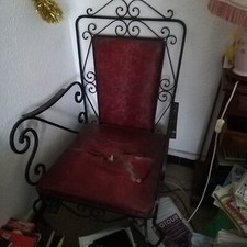 fauteuil ancien fer forgé cuir