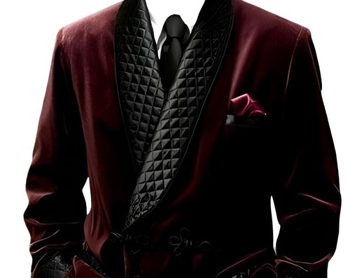 Men Vintage Velvet Smoking Suits Jacket Robe Shawl Lapel Tuxedo Blazer Tailored. - Picture 3 of 7