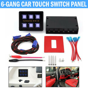 6-Gang LED Touch Screen Switch Panel Control Box Car Marine Boat RV 12V/24V