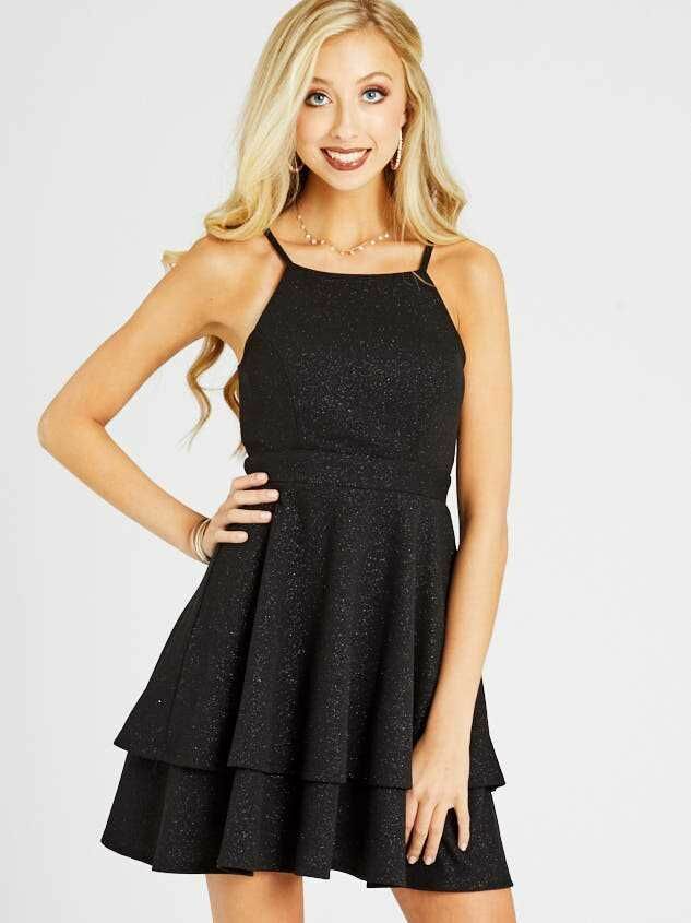 NWT - ALTAR'D STATE Women's GLITTER HALTER Black TOP FIT AND FLARE DRESS -  S | eBay