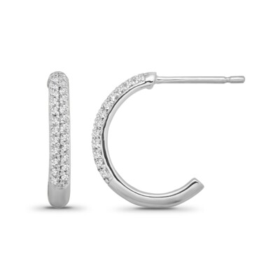 Runde natürliche Diamant 10K Weißgold Mode Creolen Geschenk für Frauen