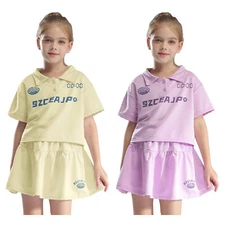 Girls Uniform Youth Outifts Casual Skirt Kids T-Shirt Athletic Dancewear Daily