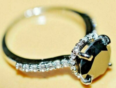 Certified 3 Ct. Round Black Diamond Anniversary Ring In925 Sterling Silver