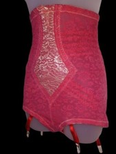 Vintage Rago Hot Pink Lace Panty Shapewear Girdle Garters Artisan Hand Dyed L