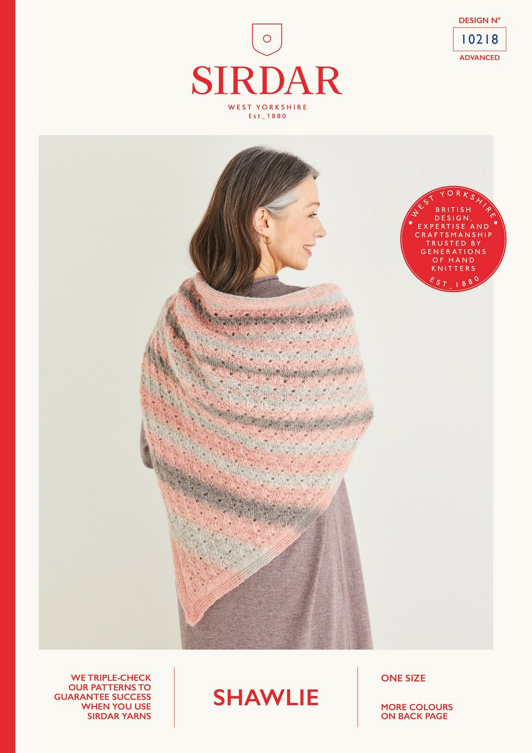 Sirdar 10218 Knitting Pattern Peacock Stitch Triangular Shawl in Sirdar Shawlie