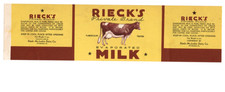 Original RIECK'S evaporated milk can label Pittsburgh, PA Rieck-McJunkin small