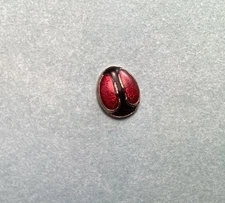 Gold Tone Red & Black Oval Tie Tack Pin With Chain