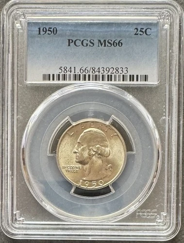 1950 Washington Silver Quarter PCGS MS66      Free US Shipping
