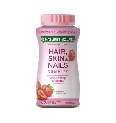 Nature's Bounty Optimal Solutions Biotin Gummies, Strawberry - 120 Count