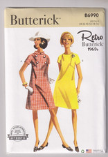 6990 BUTTERICK Retro 1960's - DRESS w Seam Interest - Sz 8/10/12/14/16