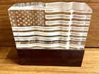Vintage Steuben Glass "Star Spangled Banner" American Flag Sculpture On Stand
