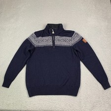 Dale of Norway Sweater Mens S Wool 1/4 Zip Fair Isle Blue White Viking
