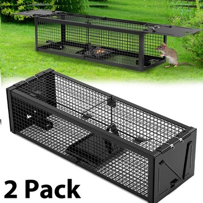 2-Pack Rat Traps Humane Live Mouse Vole Chipmunk Trap Cage for Indoors Outdoors
