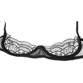 QIRUIRED Women Bras Sexy Lingerie Lace 1/4 Cup Bar Small-Medium Short, Black 