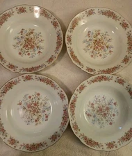 Vtg Remington by Red Sea Fine China Floral 9 Inch Large Soup/Pasta Bowls Set/4 