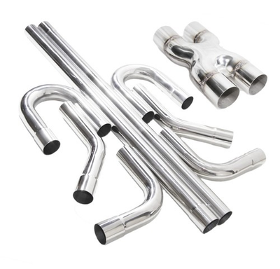 #ad 8PC 2.5quot;SS DIY Custom 45 90 180 Degree47quot;Straight Pipe Crossover X Pipe Kit $169.10