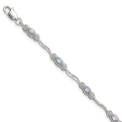 Armband Sterlingsilber rhodiniert poliert Tansanit 7,5 Zoll