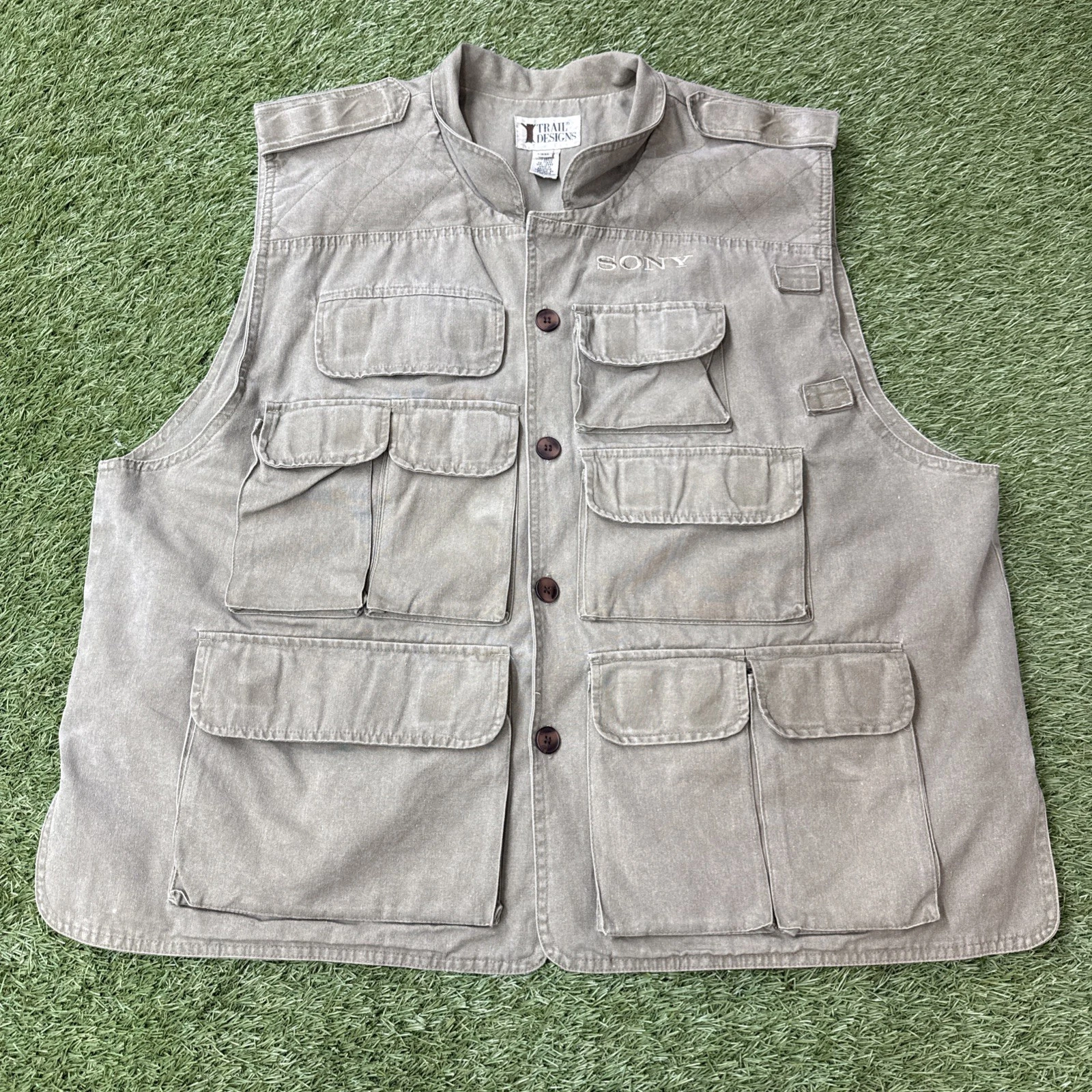 Vintage Trail Designs Sony Photography Vest TV727 Green Adult XXL Cargo Pockets