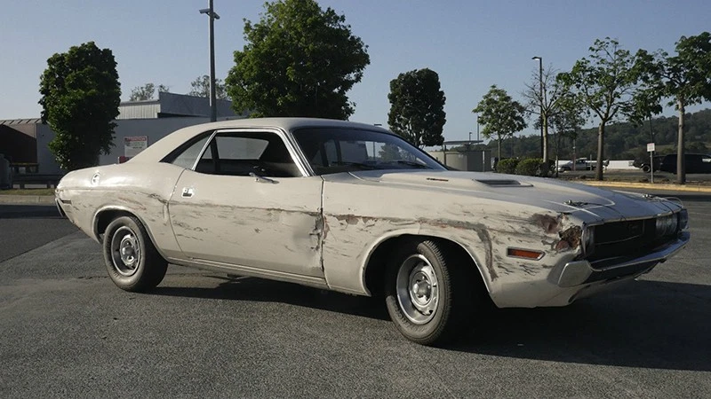 This Death Proof car proudly sports production scars.