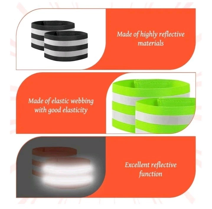 6X High Visibility Reflective Armbands Running Safety Bicycle Strip Wrist Band  - Image 2 of 4