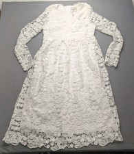 Boohoo Occasion White Lace Dress Women’s US 10 Long Sleeve NWT Elegant