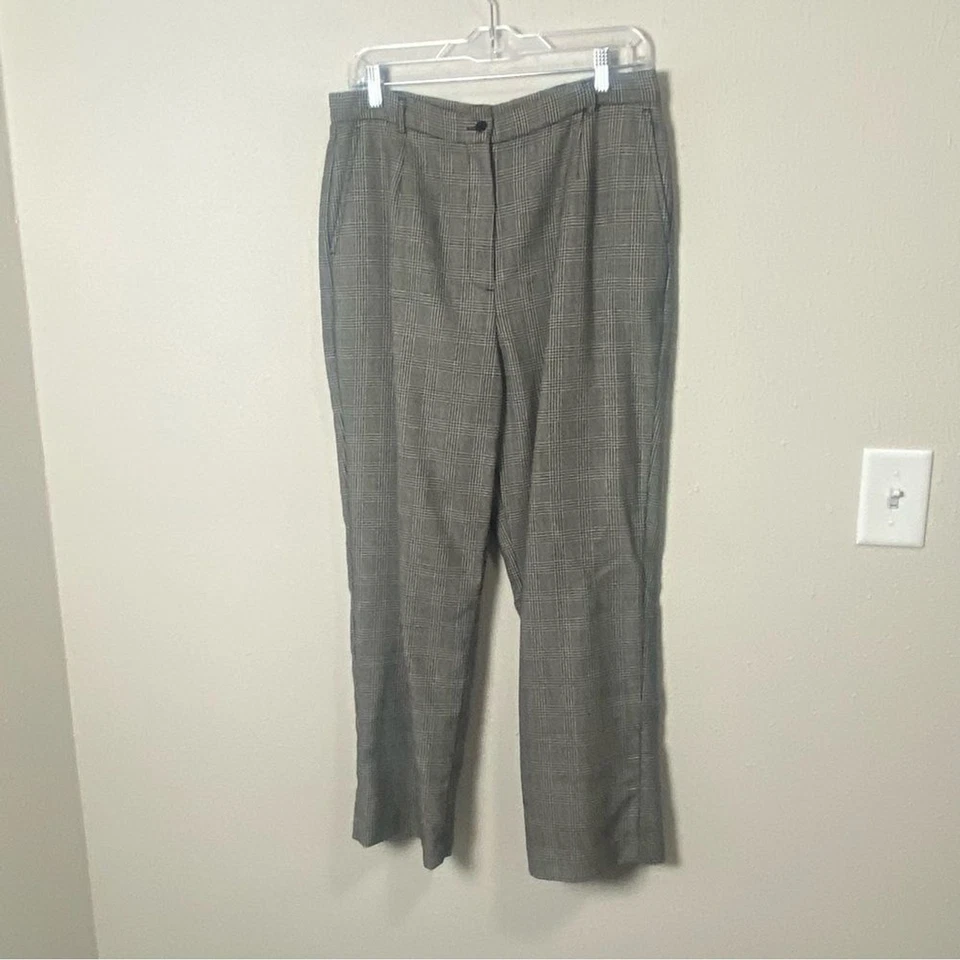 Pantalones plisados delanteros a cuadros 100 % lana vintage de Appleseed para mujer talla 14P Foto 3 de 4