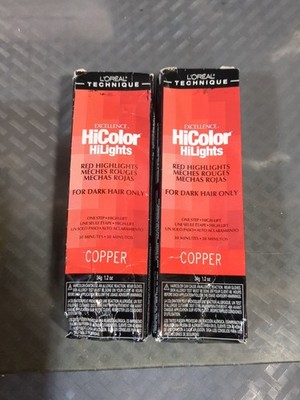 2 Pks Loreal Excel Hicolor Hilights Copper 1.2oz Each *Damage Box* #81