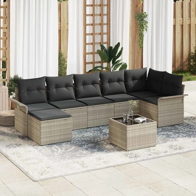 Gartensofa-set mit Kissen Poly-Rattan Gartenmöbel Set Modulares Sofa vidaXL