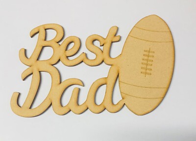 Bester Papa mit Rugby Ball Laser geschnitten 3mm Holz Vatertag Geschenk MDF Plakette Rohling.