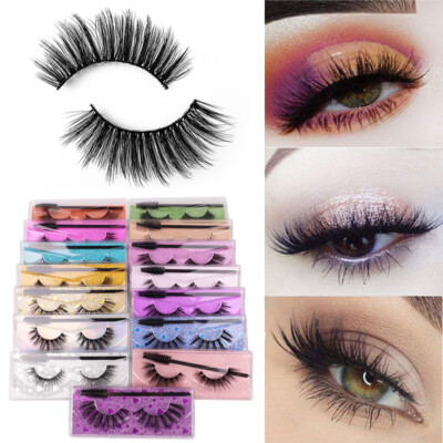 Women Mink Lashes Thick Long Eyelash Brush Cross Wispy Fluffy False Eyelashes  