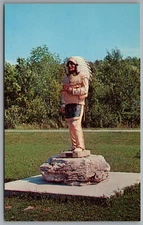 Chief Oshkosh Monument Menominee Indian Tribe Kenosha WI c1961 Postcard