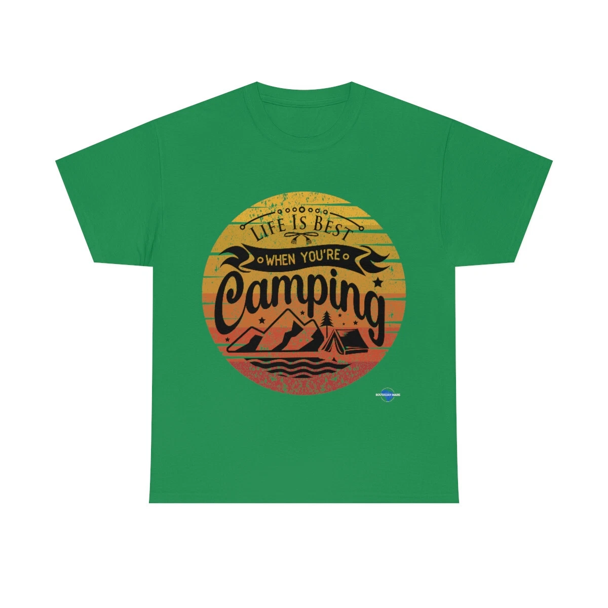 Retro Sunset Camping Unisex Cotton Tee