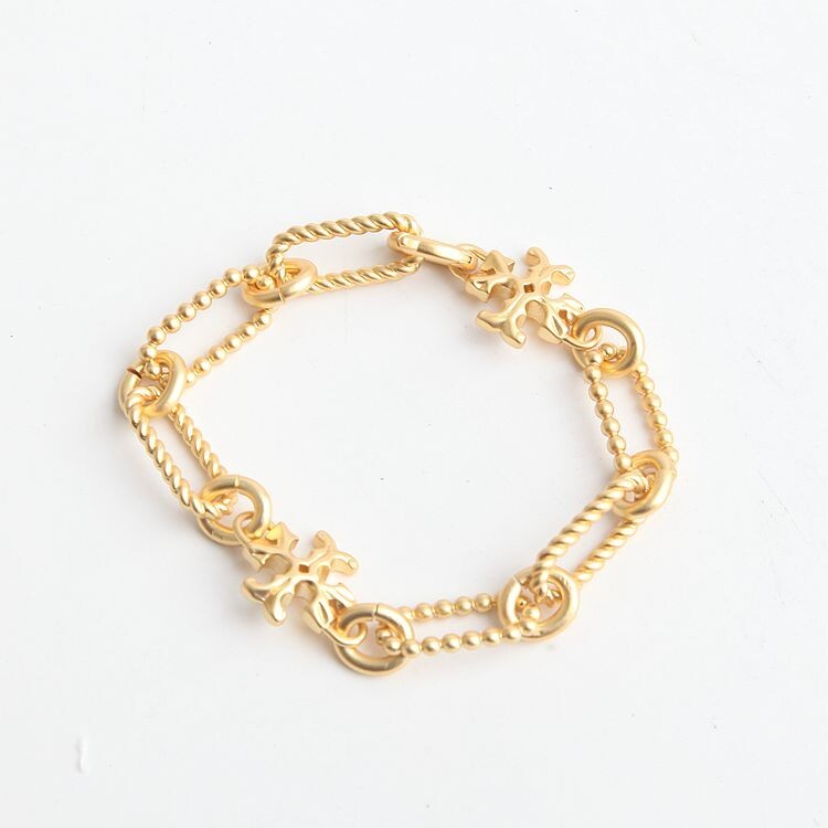 AUTH BNWT Tory Burch Roxanne Chain twisted Gold Bracelet | eBay