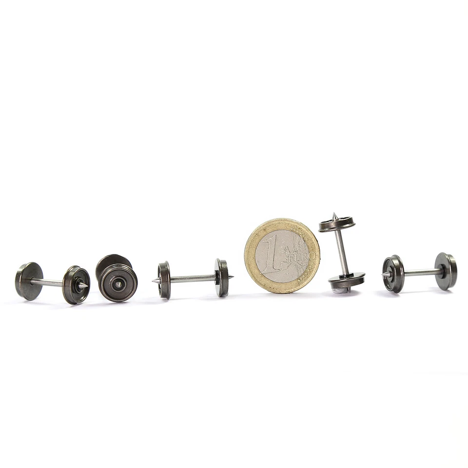 Evemodel 24pcs HO Scale 1:87 36" Wheelsets Metal DC Wheels Metal Axles - Image 3 of 4