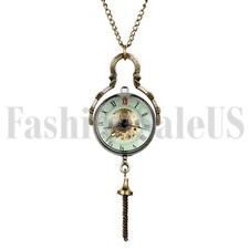 Vintage Hand Winding Mechanical Steampunk Skeleton Pocket Watch Necklace Chain