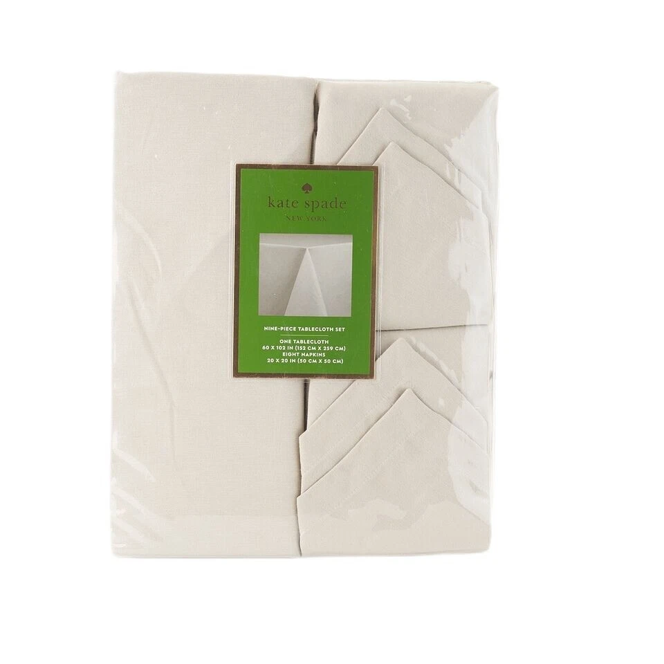 Kate Spade New York, 9 Pc Larabee Dot Napkin Tablecloth Set Tan Lite Gray 60x102 - Image 4 of 4