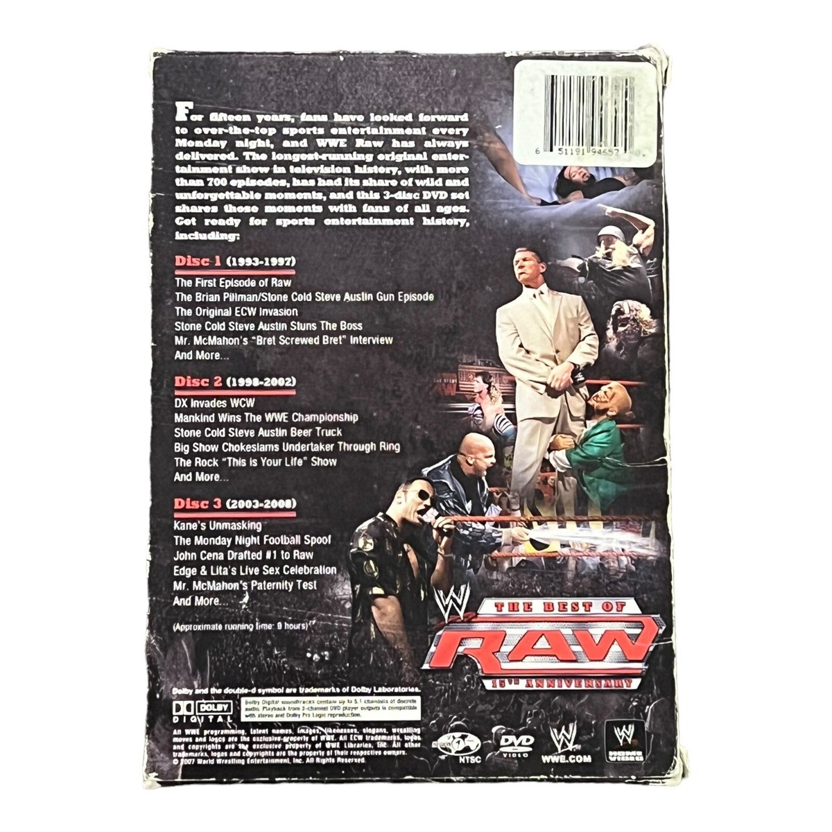 WWE The Best of RAW: 15th Anniversary (DVD,2007 3-Disc Set) 1993