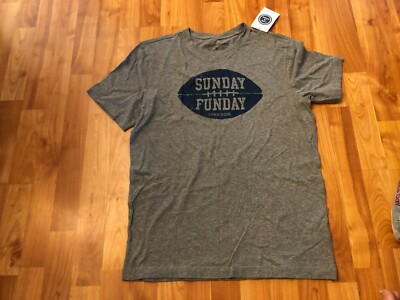 LIFE IS GOOD Men's S Crew Neck FOOTBALL Sunday Funday T-Shirt GRAY NWT Superbowl