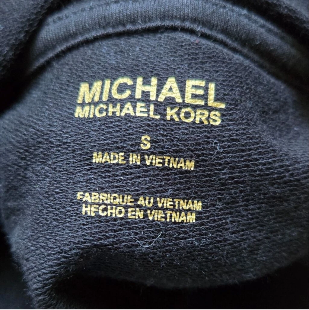 Michael Kors Felpa Nera con Cappuccio Abito Piccolo Nuovo con etichette Jet Set Designer Streetwear