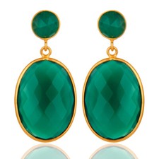 Green Onyx Gemstone 925 Silver Drop Earrings Women's Wedding Jewelry GIFT