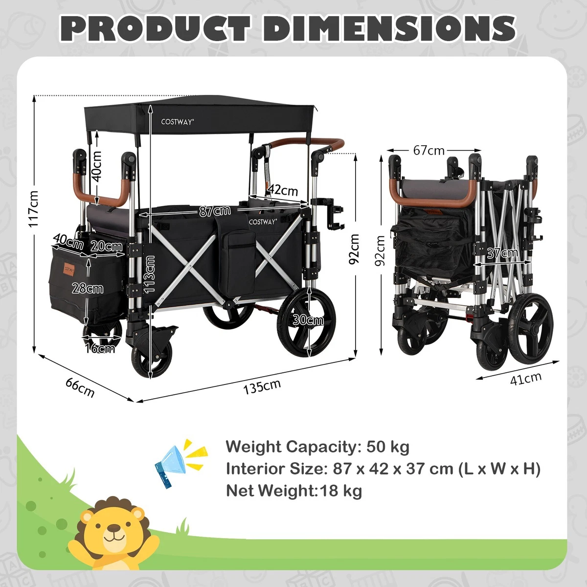 Keenz stroller sales wagon dimensions