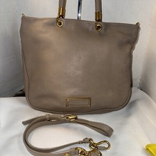 Marc by Marc Jacobs  Taupe Pebble Leather Hobo Shoulder Crossbody Bag