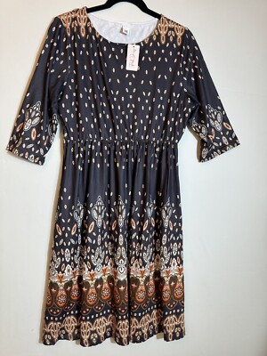 Pixie Lady Short Dresses for Women Crew Neck Boho Casual Smocked Waisted Sz  L | eBay