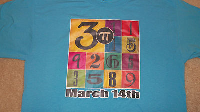 Light Blue PI Day March 14 T-Shirt 3.14 Math Student Nerd Size Medium 