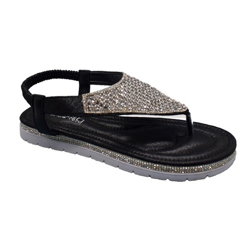 Womens Ladies Flat Platform Heel Diamante Summer Toe Post Comfy Sandals Shoes - Picture 10 of 13