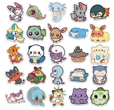 Pokemon Cute Kawaii Chibi Laptop Waterproof Stickers |50 Stickers